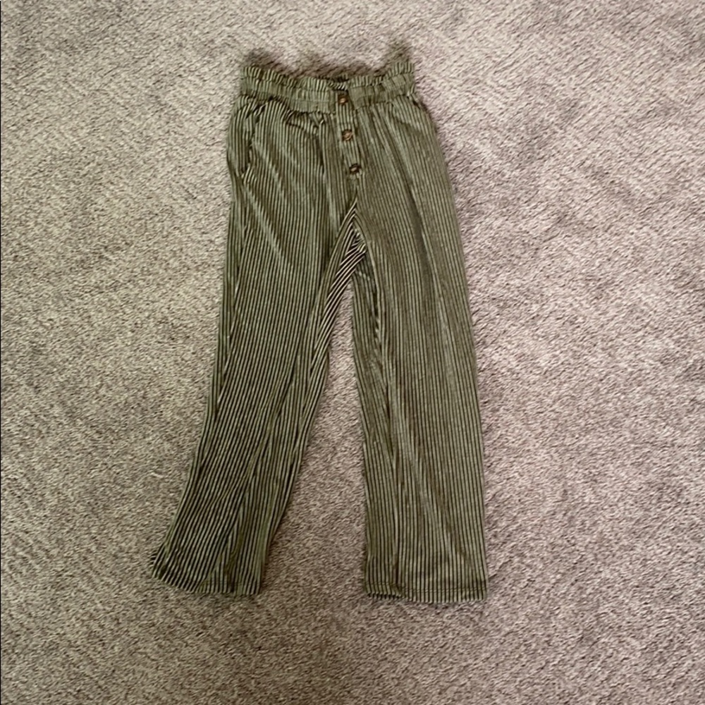 Navy green striped pants